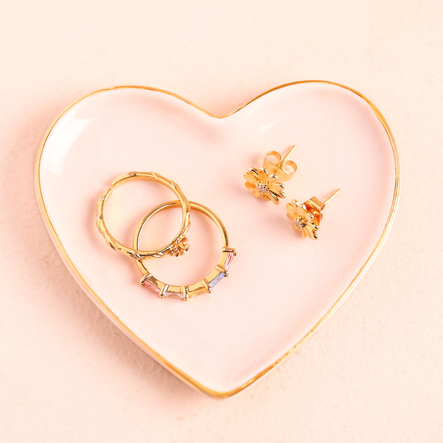 Small Pink Ceramic Heart Trinket Dish